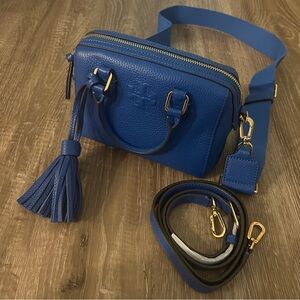 NWOT Tory Burch Thea Mini Web Satchel in Mediterranean Blue